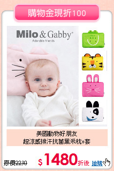 美國動物好朋友<br>超涼感排汗抗菌黑米枕+套