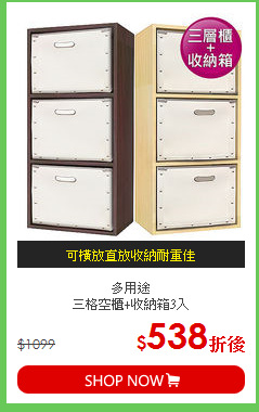 多用途<BR>三格空櫃+收納箱3入