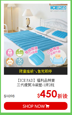 【ICE PAD】福利品特賣<BR>
三代優質冷凝墊-1床2枕