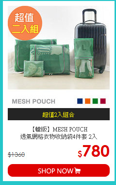 【韓版】MESH POUCH<br> 透氣網格衣物收納袋4件套 2入