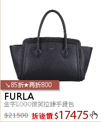 金字LOGO微笑拉鍊手提包