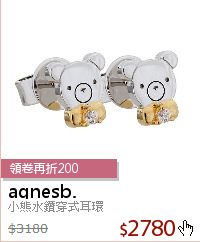 小熊水鑽穿式耳環