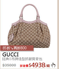 經典G吊牌造型抓皺肩背包