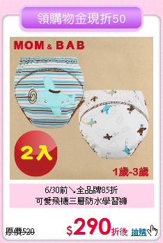 6/30前↘全品牌85折<br>
可愛飛機三層防水學習褲