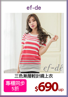 三色漸層輕針織上衣