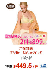 岱妮蠶絲<BR>深V集中型內衣2件組
