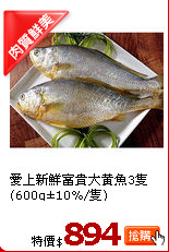 愛上新鮮富貴大黃魚3隻(600g±10%/隻)