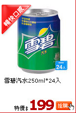 雪碧汽水250ml*24入