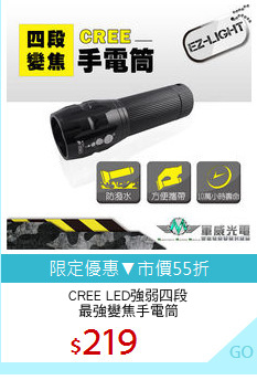 CREE LED強弱四段
最強變焦手電筒