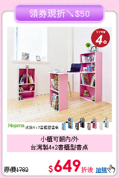 小櫃可朝內/外<BR>台灣製4+2書櫃型書桌