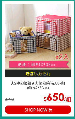 ★2件超值組★方格收納箱80L-咖(60*42*32cm)