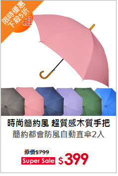 簡約都會防風自動直傘2入