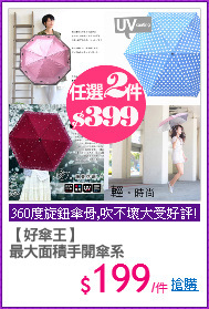 【好傘王】
最大面積手開傘系
