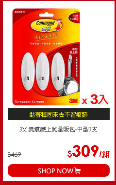 3M 無痕鐵上鉤量販包-中型3支