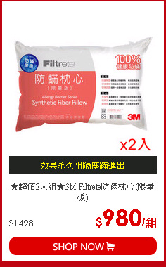★超值2入組★3M Filtrete防蹣枕心(限量板)
