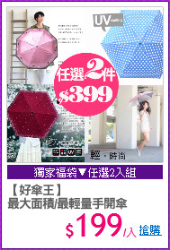 【好傘王】
最大面積/最輕量手開傘