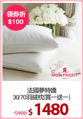 法國夢特嬌
30/70羽絨枕(買一送一)