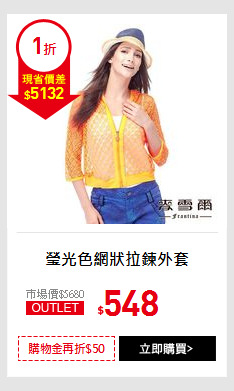 瑩光色網狀拉鍊外套