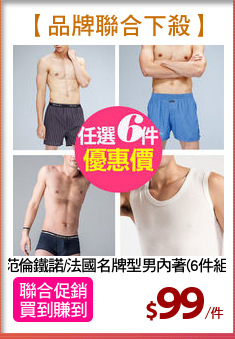 范倫鐵諾/法國名牌型男內著(6件組)