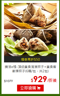 樂活e棧-頂級素食滿漢粽子+素食客家粿粽子(6顆/包，共2包)
