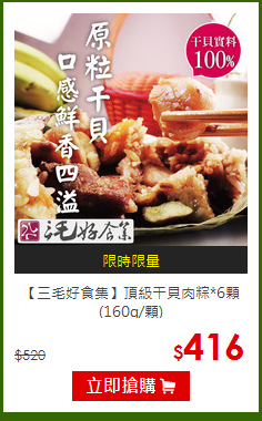 【三毛好食集】頂級干貝肉粽*6顆(160g/顆)