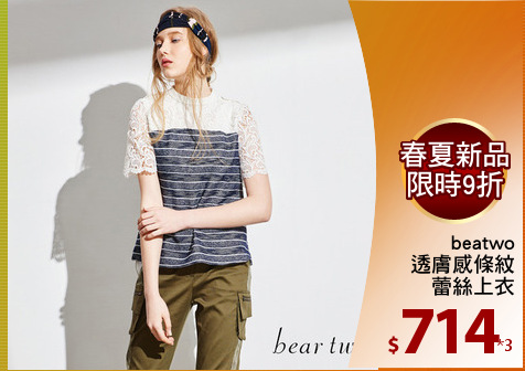 beatwo
透膚感條紋
蕾絲上衣