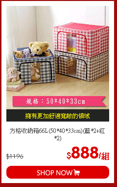 方格收納箱66L(50*40*33cm)(藍*2+紅*2)