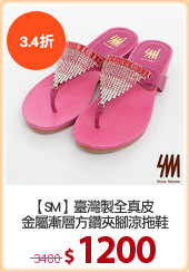 【SM】臺灣製全真皮 
金屬漸層方鑽夾腳涼拖鞋