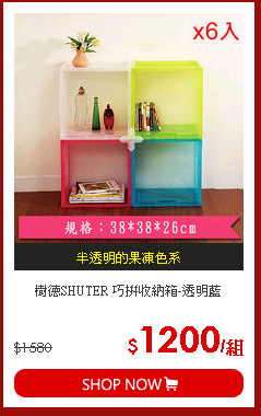樹德SHUTER 巧拼收納箱-透明藍