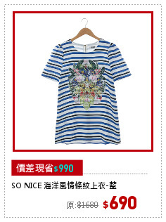 SO NICE 海洋風情條紋上衣-藍
