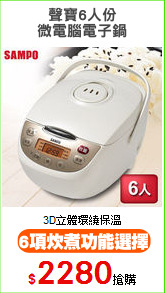 聲寶6人份
微電腦電子鍋