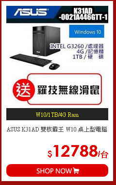 ASUS K31AD 雙核霸王 W10 桌上型電腦
