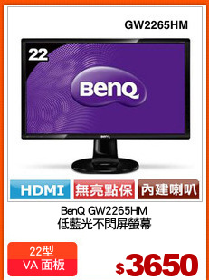 BenQ GW2265HM
低藍光不閃屏螢幕