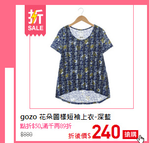 gozo 花朵圖樣短袖上衣-深藍