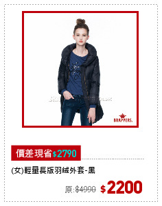 (女)輕量長版羽絨外套-黑