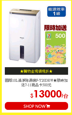 國際10L清淨除濕機F-Y20DHW★限時加送7-11商品卡500元