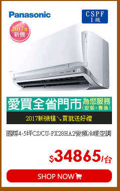 國際4-5坪CS/CU-PX28HA2變頻冷暖空調
