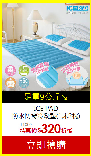 ICE PAD<BR>
防水防霉冷凝墊(1床2枕)