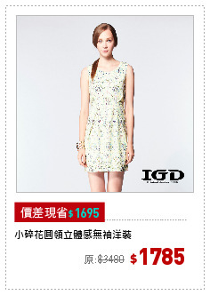 小碎花圓領立體感無袖洋裝