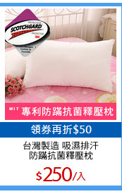 台灣製造 吸濕排汗
防蹣抗菌釋壓枕