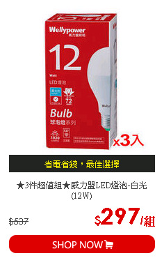 ★3件超值組★威力盟LED燈泡-白光(12W)