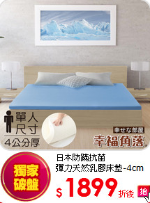 日本防蹣抗菌<BR/>
彈力天然乳膠床墊-4cm