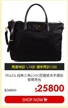 PRADA 經典三角LOGO尼龍帆布手提斜背兩用包