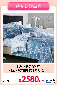 吸濕透氣 天然抑菌<BR>
天絲六件式兩用被床罩組(雙人)