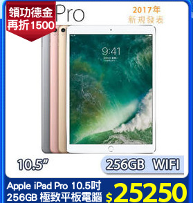 Apple iPad Pro 10.5吋
256GB 極致平板電腦