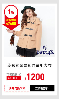 旋轉式金屬釦混羊毛大衣