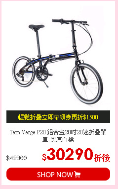 Tern Verge P20 鋁合金20吋20速折疊單車-黑底白標
