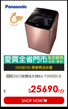 國際20KG變頻洗衣機NA-V200EBS-B