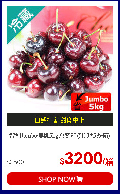 智利Jumbo櫻桃5kg原裝箱(5KG±5%/箱)