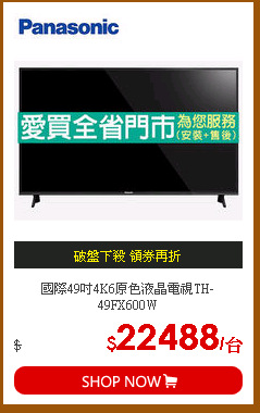 國際49吋4K6原色液晶電視TH-49FX600W